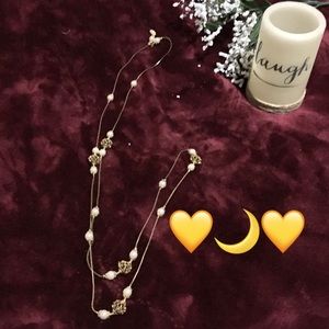 ⚡️⭐️Necklace Pearl & Gold Extended Length